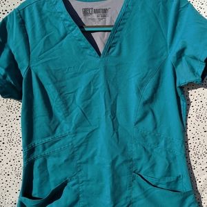 (x2) Grey's Anatomy Teal Scrub Top S